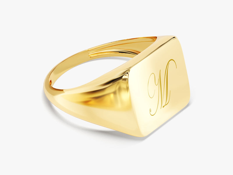 14k Gold Personalized Square Signet Ring