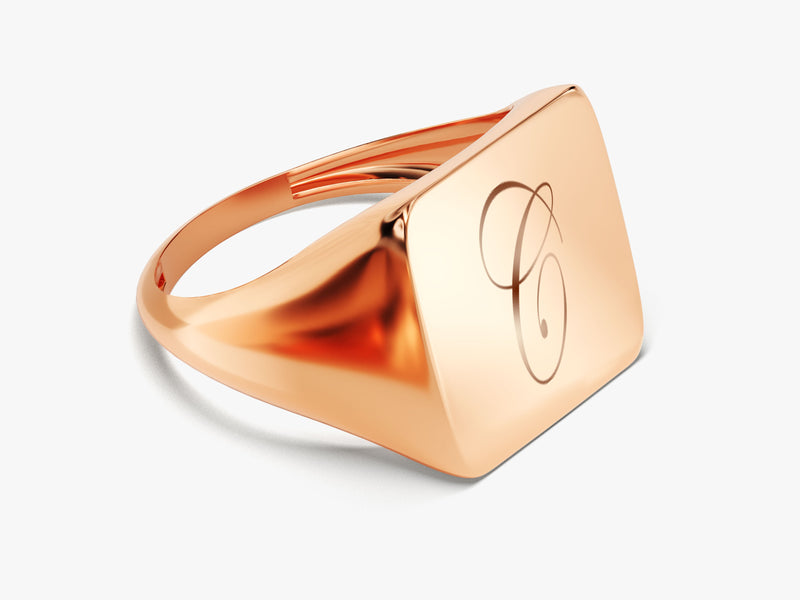 14k Gold Personalized Square Signet Ring