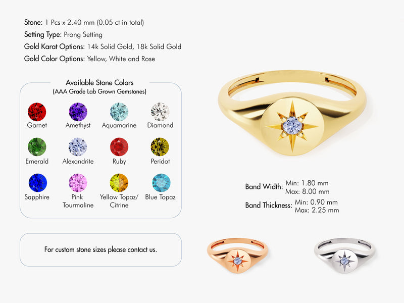 Birthstone Signet Ring - Gold Vermeil