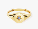 Birthstone Signet Ring in 14k Solid Gold