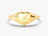 14k Solid Gold Heart Signet Ring