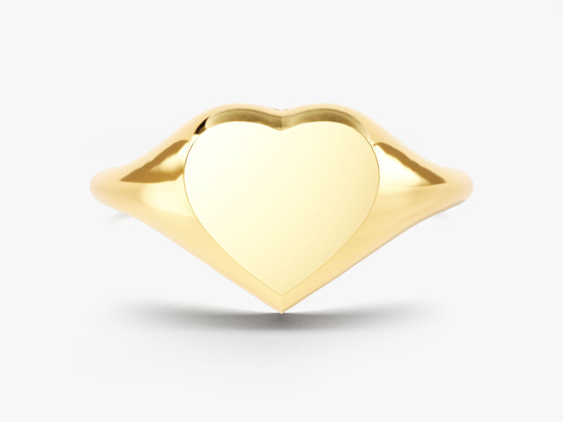 14k Solid Gold Heart Signet Ring