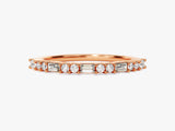 Baguette and Double Round Diamond Wedding Band