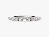 Alternating Round and Baguette Diamond Wedding Band