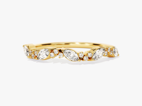 Marquise and Round Cluster Diamond Wedding Band