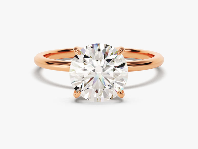 14k Gold, 18k Gold, Yellow, White, Rose, Rose Gold Solitaire Round Cut 2 carat Moissanite Engagement Ring