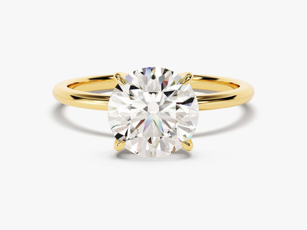 14k Gold, 18k Gold, Yellow, White, Rose, Yellow Gold Solitaire Round Cut 2 carat Moissanite Engagement Ring