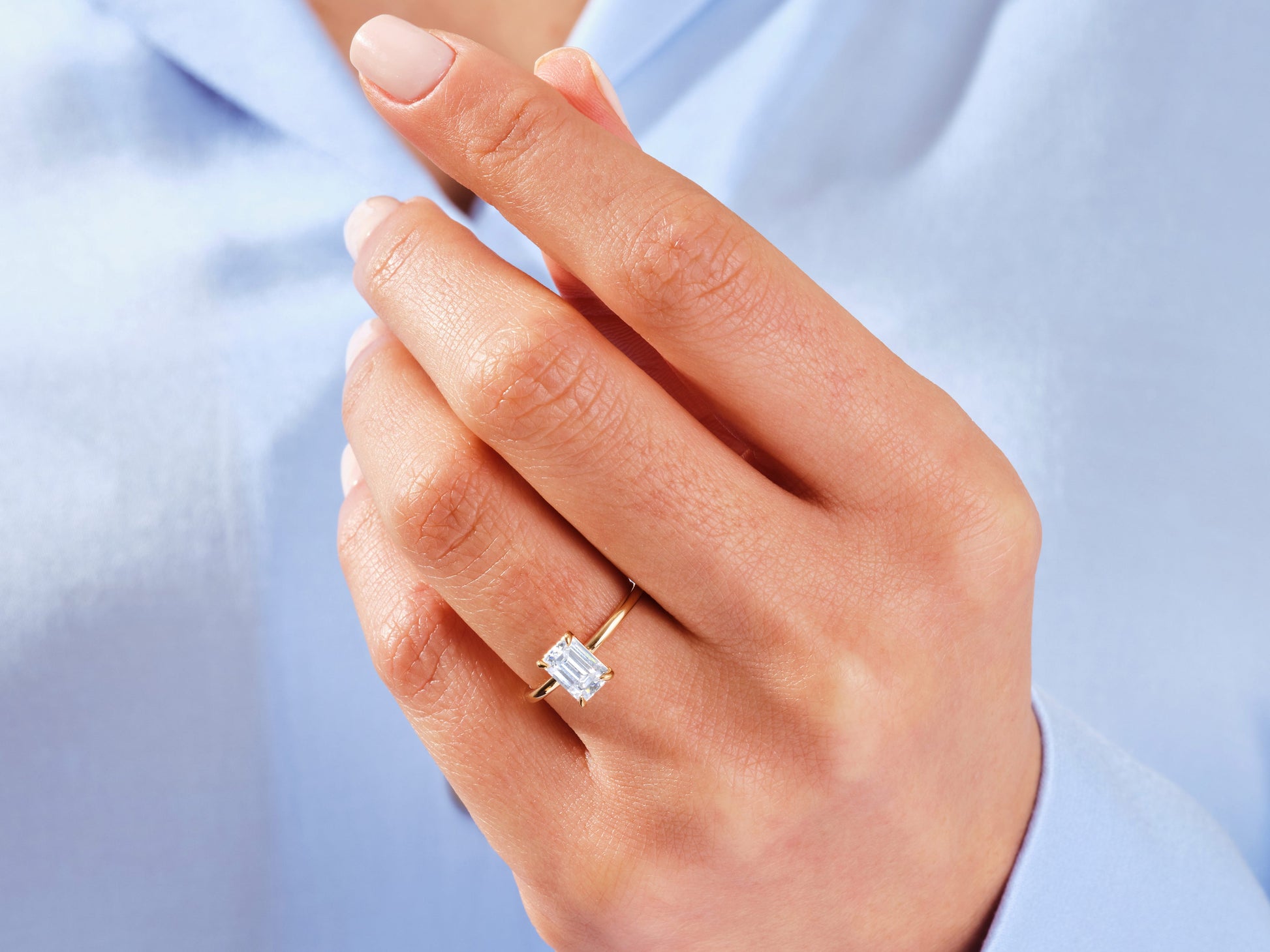 Emerald Cut Solitaire Moissanite Engagement Ring (1.50 CT)