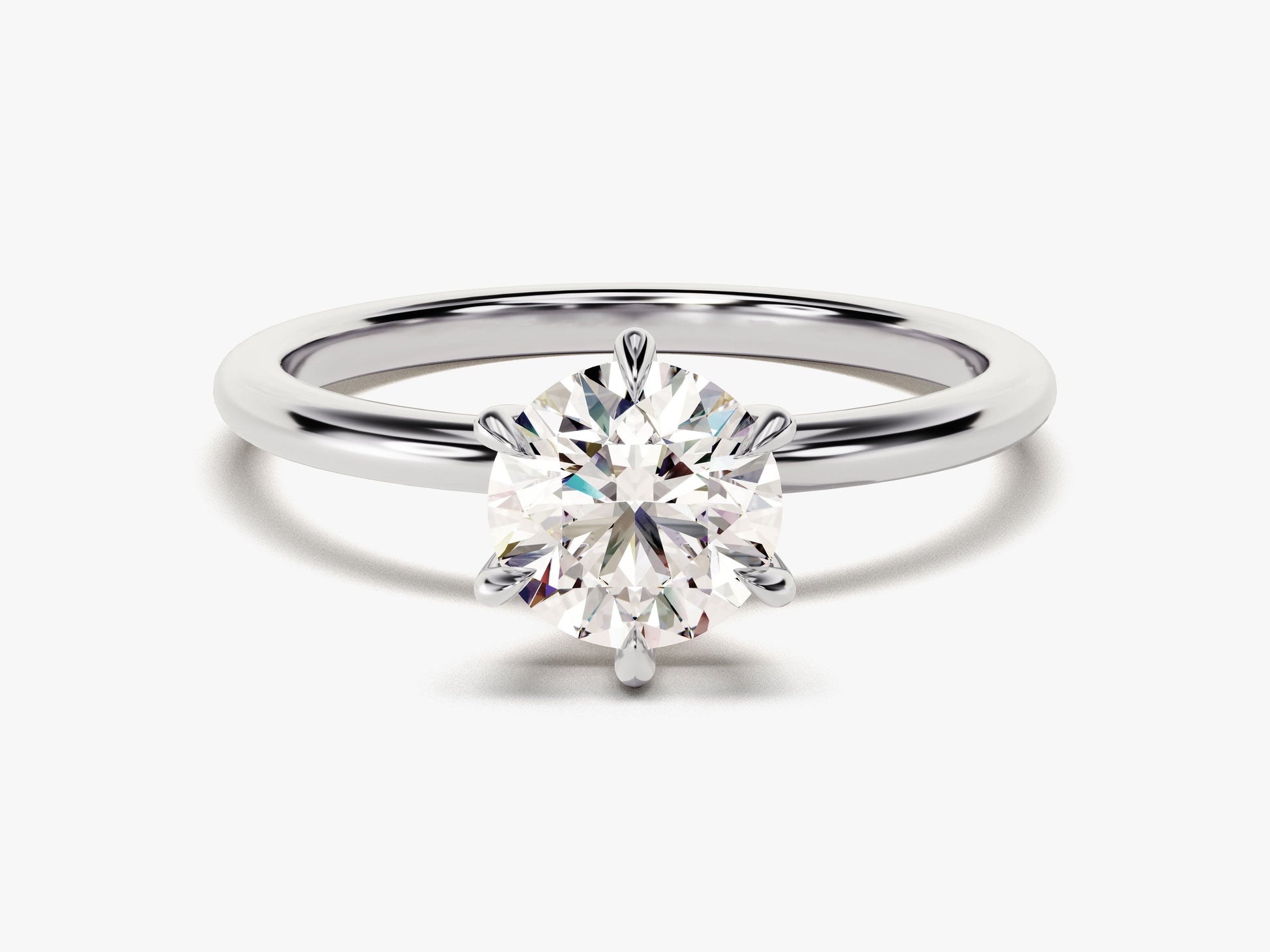 6-Prong Solitaire Round Cut Moissanite Engagement Ring (1.00 CT)