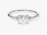 Cluster Accent Round Cut Moissanite Engagement Ring (1.00 CT)