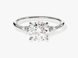 Cluster Accent Round Cut Moissanite Engagement Ring (1.50 CT)