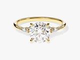 Cluster Accent Round Cut Moissanite Engagement Ring (1.50 CT)