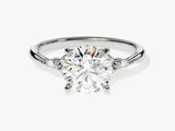 Cluster Accent Round Cut Moissanite Engagement Ring (2.00 CT)