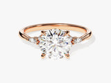 Cluster Accent Round Cut Moissanite Engagement Ring (2.00 CT)