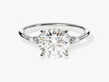 Cluster Accent Round Cut Moissanite Engagement Ring (2.00 CT)