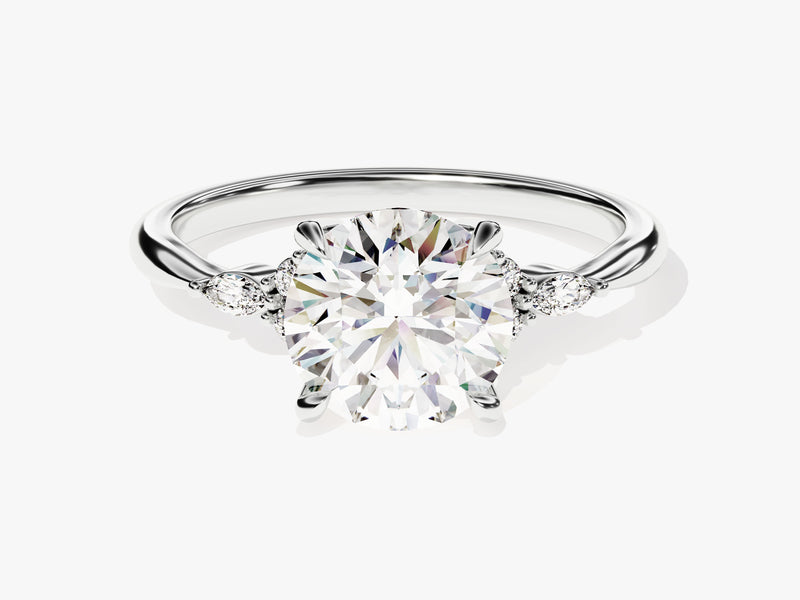 Cluster Accent Round Cut Moissanite Engagement Ring (2.00 CT)