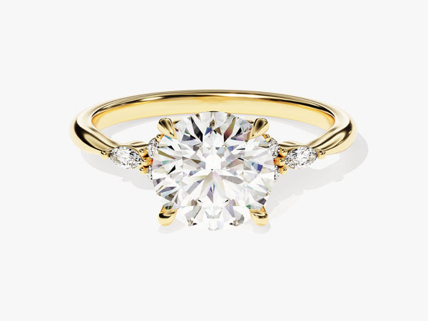 Cluster Accent Round Cut Moissanite Engagement Ring (2.00 CT)