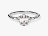 Cluster Accent Oval Cut Moissanite Engagement Ring (1.00 CT)