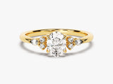 14k Gold, 18k Gold, Yellow, White, Rose, Yellow Gold 1 Carat Cluster Accent Oval Cut Moissanite Engagement Ring