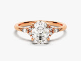 14k Gold, 18k Gold, Yellow, White, Rose, Rose Gold 2 Carat Cluster Accent Oval Cut Moissanite Engagement Ring