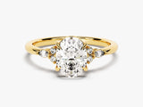 14k Gold, 18k Gold, Yellow, White, Rose, Yellow Gold 2 Carat Cluster Accent Oval Cut Moissanite Engagement Ring