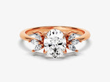 14k Gold, 18k Gold, Yellow, White, Rose, RoseGold 1.5 Carat Marquise Cluster Accent Oval Cut Moissanite Engagement Ring