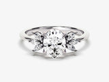 14k Gold, 18k Gold, Yellow, White, Rose, White Gold 1.5 Carat Marquise Cluster Accent Oval Cut Moissanite Engagement Ring