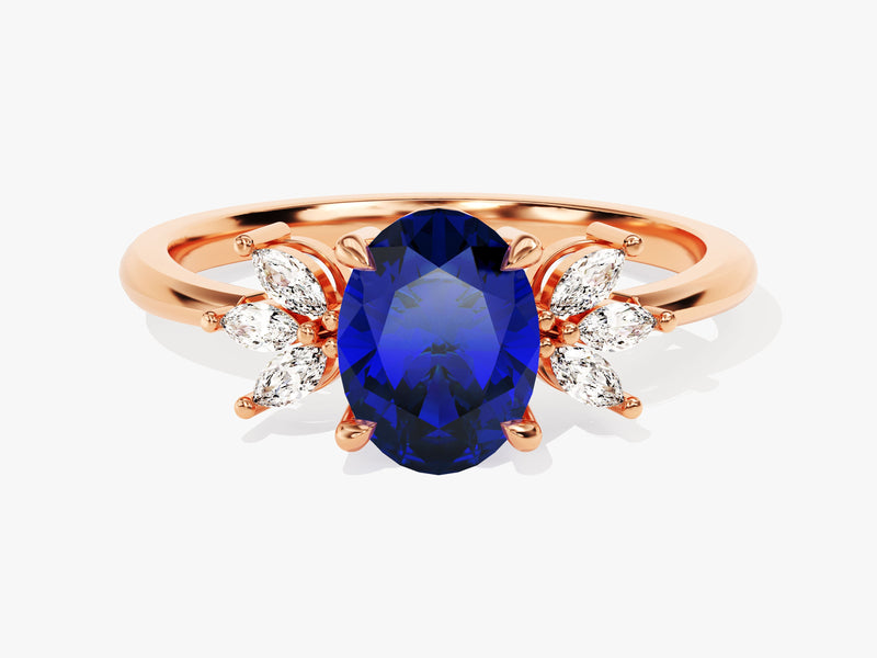 Marquise Cluster Accent Birthstone Ring - Gold Vermeil