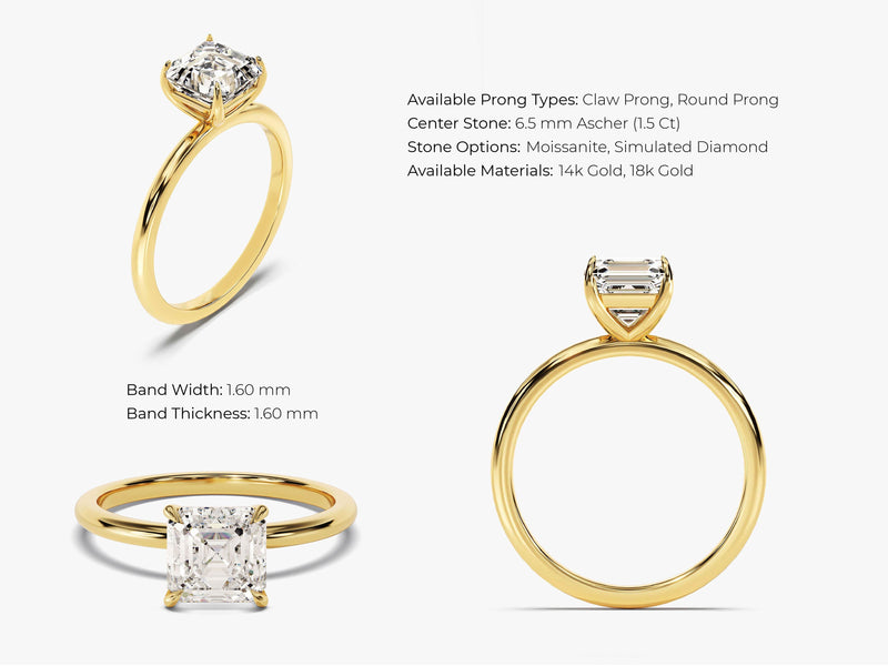 Asscher Cut Solitaire Lab Grown Diamond Engagement Ring (1.50 CT)