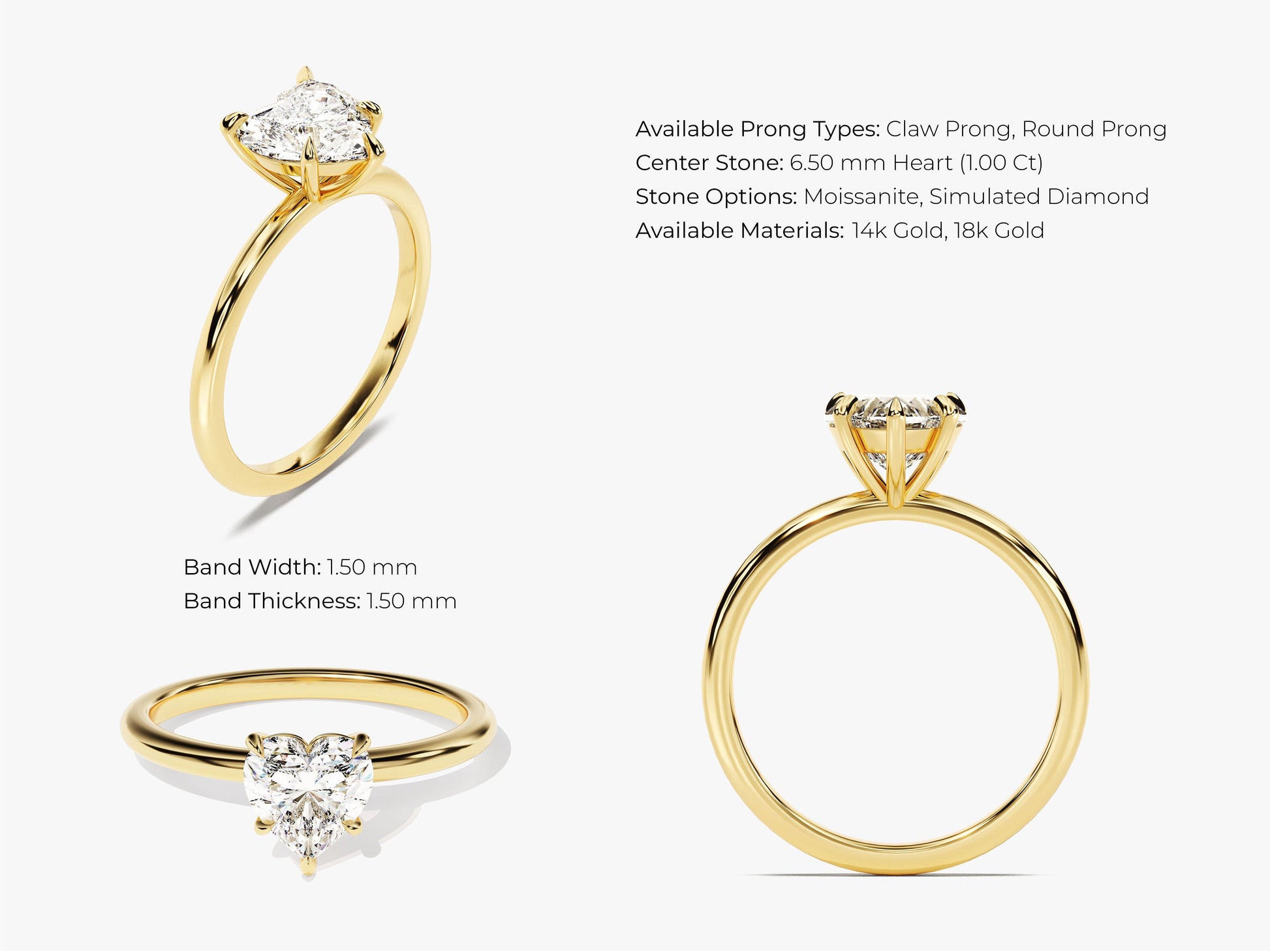 Heart Cut Solitaire Moissanite Engagement Ring (1.00 CT)