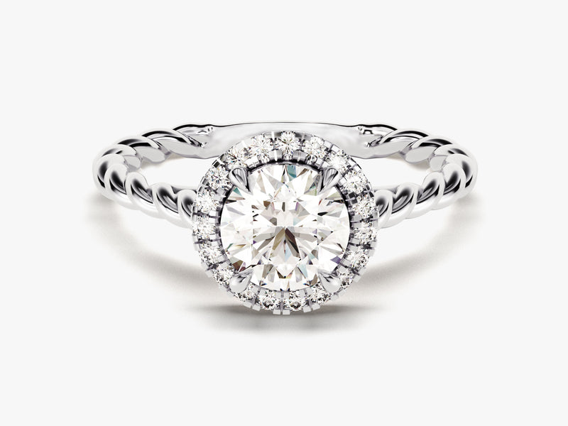 Twisted Halo Moissanite Engagement Ring (1.00 CT)