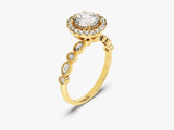Round Halo with Marquise Side Stones Lab Grown Diamond Engagement Ring (1.00 CT)