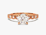 Milgrain Marquise and Round Sidestone Lab Grown Diamond Engagement Ring (1.00 CT)