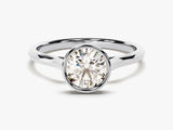 Round Bezel Solitaire Lab Grown Diamond Engagement Ring (1.00 CT)