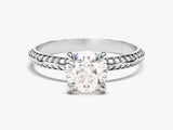 Pave Set Milgrain Knife Edge Lab Grown Diamond Engagement Ring (1.00 CT)