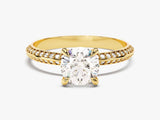 Pave Set Milgrain Knife Edge Moissanite Engagement Ring (1.00 CT)