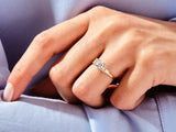 Three Stone Moissanite Engagement Ring with Emerald Cut Accents (1.40 CT)