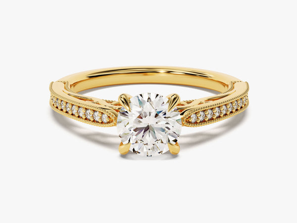 Vintage Inspired Lab Grown Diamond Engagement Ring with Adorned Cathedral (1.00 CT)