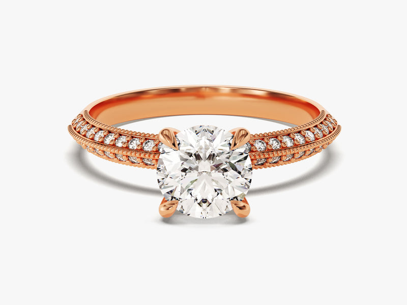 Pave Set Knife Edge Moissanite Engagement Ring (1.00 CT)