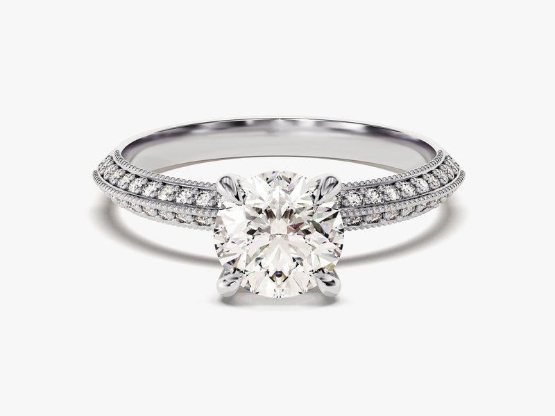 Pave Set Knife Edge Moissanite Engagement Ring (1.00 CT)