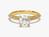 Pave Set Knife Edge Moissanite Engagement Ring (1.00 CT)