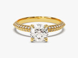 Pave Set Knife Edge Lab Grown Diamond Engagement Ring (1.00 CT)