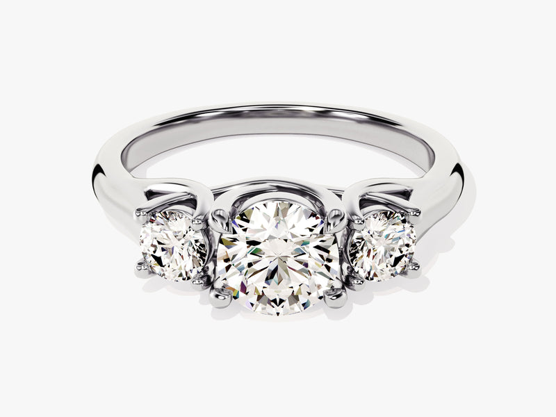 Trellis Three Stone Round Moissanite Engagement Ring (1.50 CT TW)