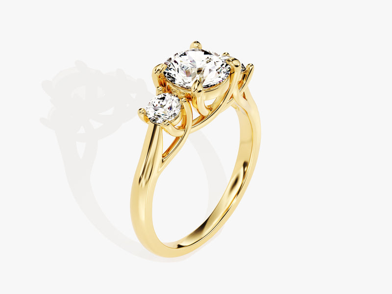 Trellis Three Stone Round Moissanite Engagement Ring (2.00 CT TW)