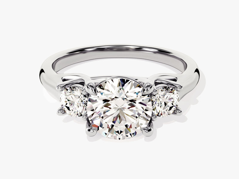 Trellis Three Stone Round Moissanite Engagement Ring (2.50 CT TW)