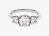 Classic Basket Set Three Stone Round Moissanite Engagement Ring (1.50 CT TW)