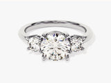 Classic Basket Set Three Stone Round Moissanite Engagement Ring (2.00 CT TW)