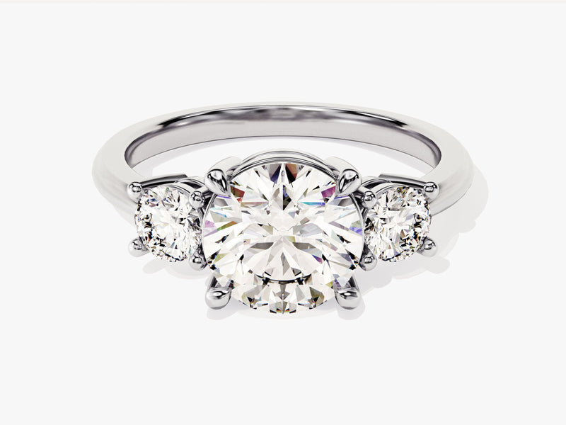 Classic Basket Set Three Stone Round Moissanite Engagement Ring (2.50 CT TW)