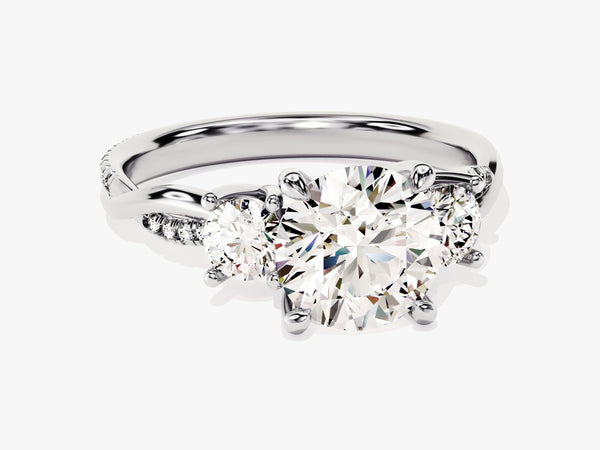 Petite Twisted Vine Three Stone Round Moissanite Engagement Ring (2.50 CT TW)