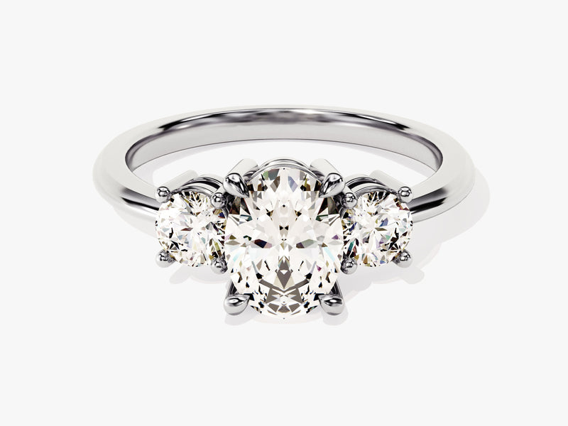 Classic Basket Set Three Stone Oval Moissanite Engagement Ring (2.00 CT TW)